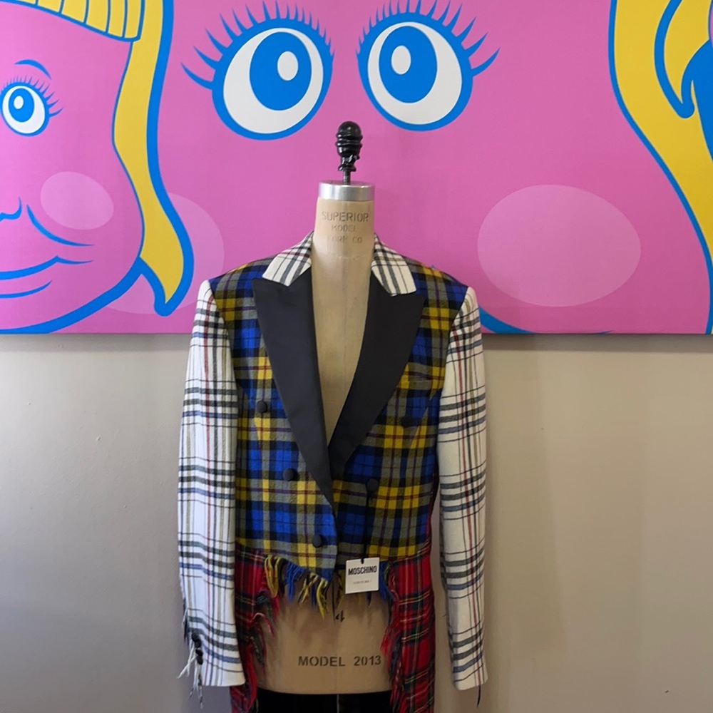 Moschino Couture Men's Plaid Wool Tuxedo Jacket NWT